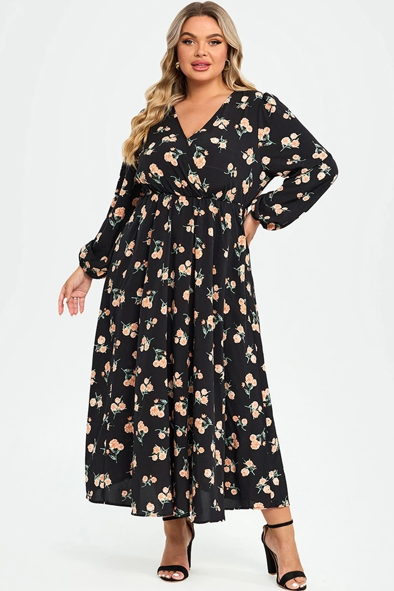 Floral Print Pocket Lantern Sleeve Wrap Maxi Dress 5 Floral Print Pocket Lantern Sleeve Wrap Maxi Dress - Image 3
