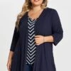 Navy Bias Stripe Layered 2-in-1 Tunic 2 Navy Bias Stripe Layered 2-in-1 Tunic -Luna Marina Store c top001001 1