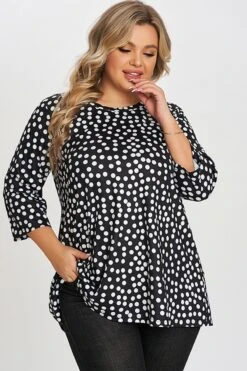 Black Dot Three Quarter Sleeves Tunic -Luna Marina Store c top002001 6