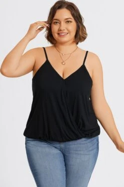 Black V-Neck Sleeveless Plus Size Cami Top
