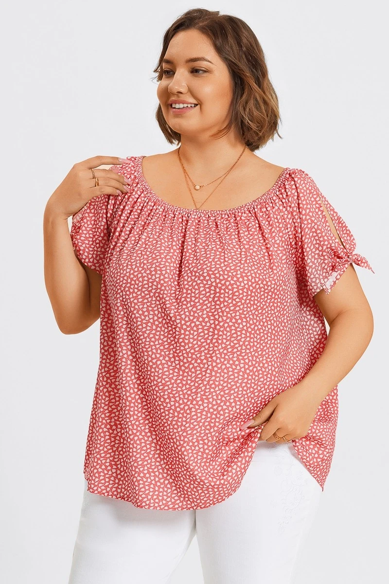 Loose Cut Off-Shoulder Tie Detail Top 6 Loose Cut Off-Shoulder Tie Detail Top - Image 4