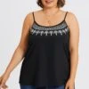 Plain Embroidered Sleeveless Adjustable Straps Cami Top -Luna Marina Store c topbc037001 1