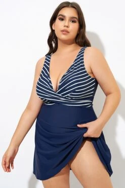 Navy And White Stripe Wrap Front Swimdress 12 Navy And White Stripe Wrap Front Swimdress -Luna Marina Store dsc00070