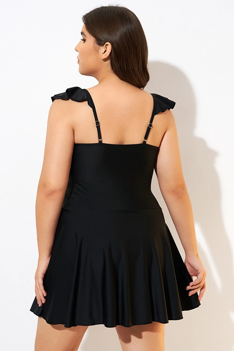 Ruffle Swimsuit Tie Knot Front Ruched Vintage Swimdress 4 Ruffle Swimsuit Tie Knot Front Ruched Vintage Swimdress - Image 2