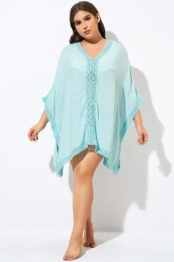 Aquamarine Bohemian Tunic Cover Up With Sleeves -Luna Marina Store dsc00749