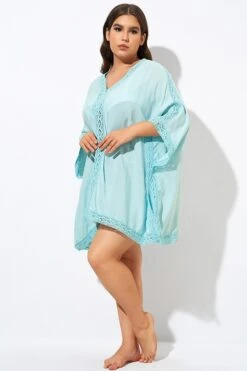 Aquamarine Bohemian Tunic Cover Up With Sleeves -Luna Marina Store dsc00765
