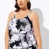 Leaf Printed Adjustable Straps Lady's Blouson Tankini Top -Luna Marina Store dsc06929