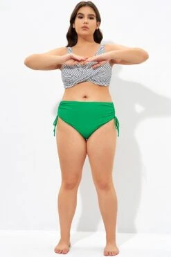 Green Tie Side High Waist Women Bikini Brief