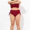Red Drawstring Side High Waisted Bikini Bottom -Luna Marina Store dsc07324
