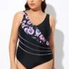 Black Flower Printed Women One Piece Swimsuit 1 Black Flower Printed Women One Piece Swimsuit -Luna Marina Store dsc07746