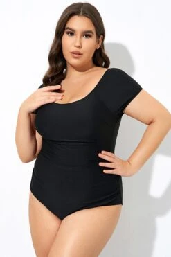 Elegant Solid Black Ladder Back One Piece Swimsuit 12 Elegant Solid Black Ladder Back One Piece Swimsuit -Luna Marina Store dsc07785