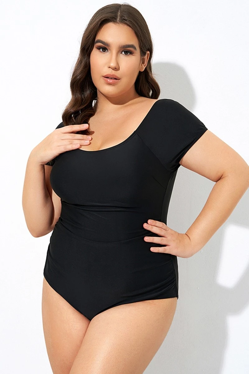 Elegant Solid Black Ladder Back One Piece Swimsuit 7 Elegant Solid Black Ladder Back One Piece Swimsuit - Image 5