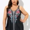 Elegant Tribal Printed Double Straps Tankini Top -Luna Marina Store dsc08755