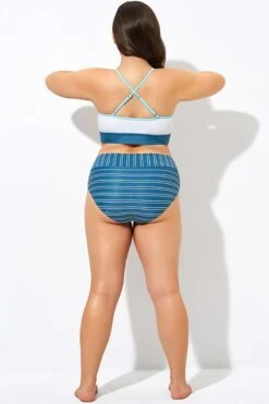 Elegant High Waist Stripe Swim Bottom -Luna Marina Store dsc08926