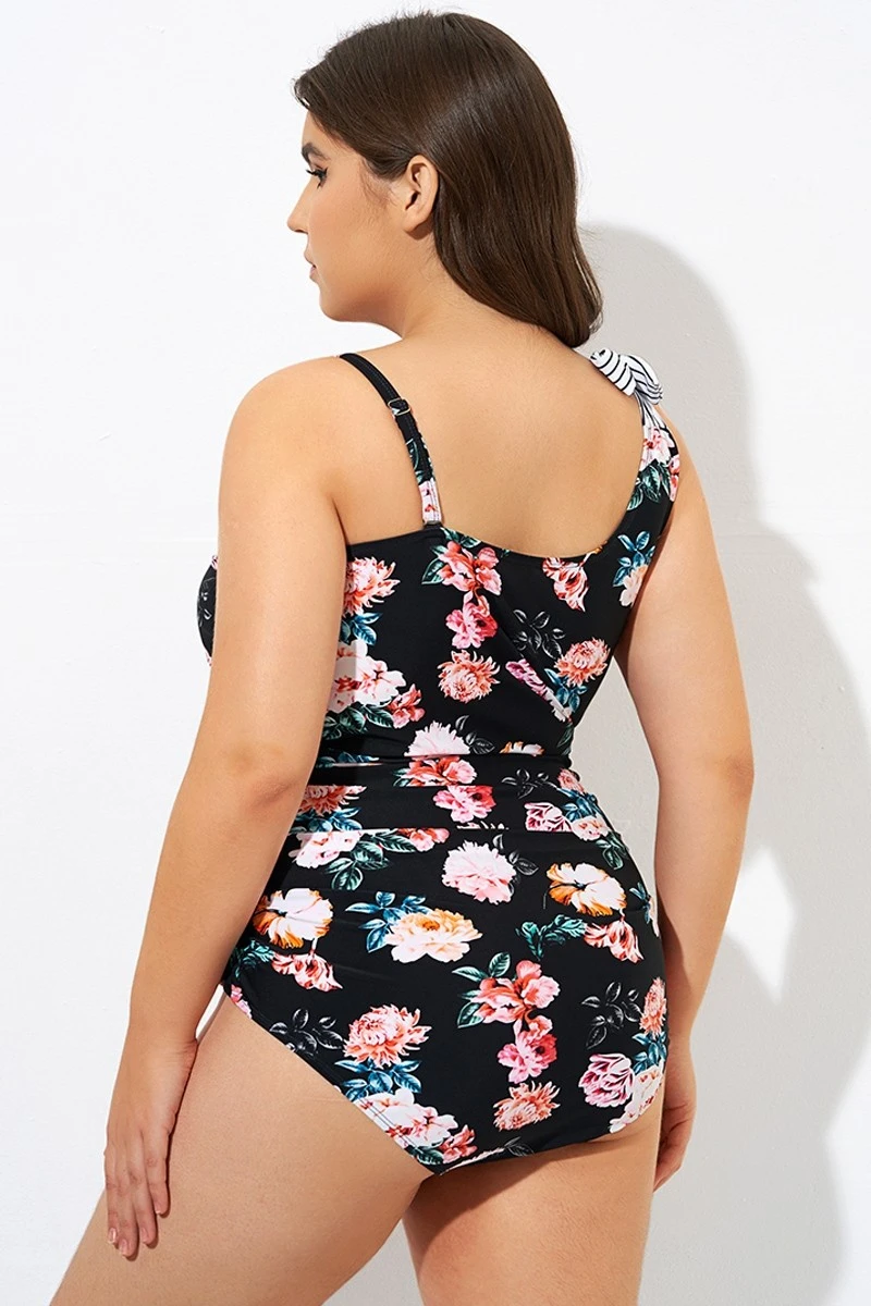 Flower One Shoulder Bow One Piece Swimsuit 4 Flower One Shoulder Bow One Piece Swimsuit - Image 2