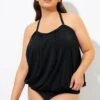 Soild Black Sexy Loose Bandeau Tankini Top -Luna Marina Store dsc09440