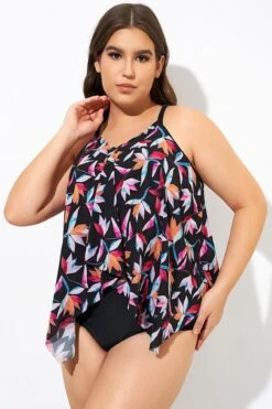 Multi Vintage Print Lady Tankini Top -Luna Marina Store dsc09667